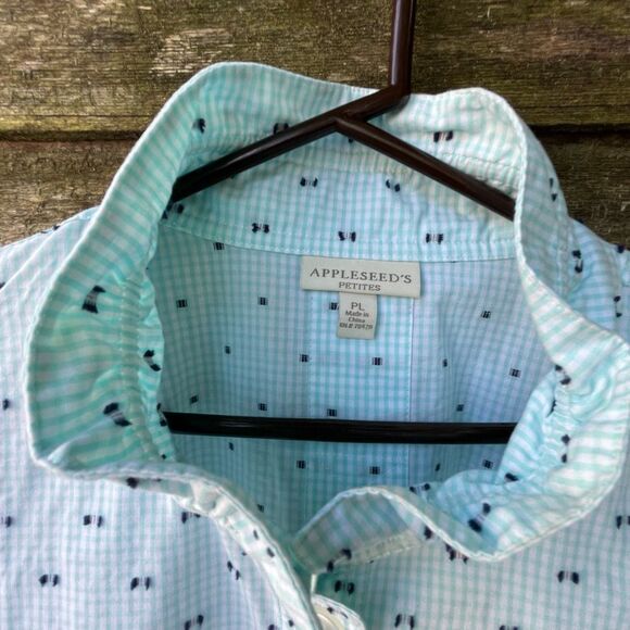 Appleseeds PL clip dot tunic stand up collar 3/4 length sleeves. - Picture 5 of 7